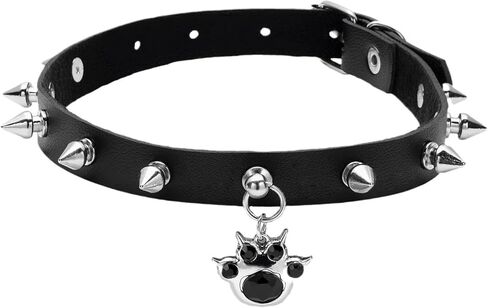 فاسق جلدية المختنق قلادة القوطية الأسود مسنبل المختنق طوق للنساء هالوين الجمجمة حلي مجوهرات تأثيري القوطية الملحقات in Kuwait