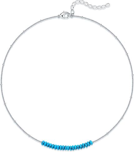 E Created Turquoise/Malachite Jewelry for Women Sterling Silver Beaded Choker Boho Necklaces Handmade Beach Summer Everyday Western Jewelry Gifts in Kuwait