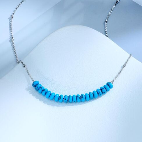 E Created Turquoise/Malachite Jewelry for Women Sterling Silver Beaded Choker Boho Necklaces Handmade Beach Summer Everyday Western Jewelry Gifts in Kuwait
