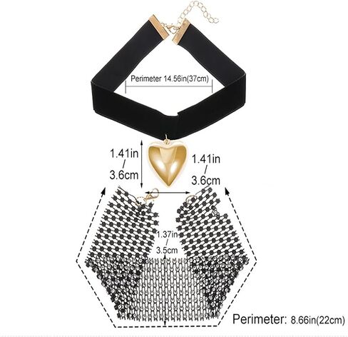 ZMANYIJEW 14K Gold Plated Large Heart Necklace for Women Big Heart Pendant Necklace Layered Chain Choker Halloween Cosplay Party Jewelry in Saudi Arabia
