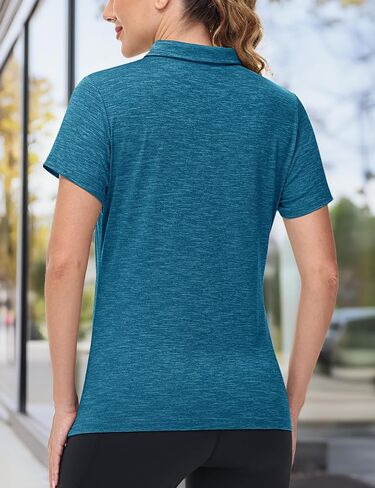 Polo Shirts for Women Moisture Wicking 4 Buttons Short Sleeve Shirt Quick Dry Workout Tops Collared for Athletic in Saudi Arabia