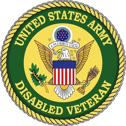 US Army Vet Disabled Veteran Bumper Sticker Laptop Sticker Round in Saudi Arabia
