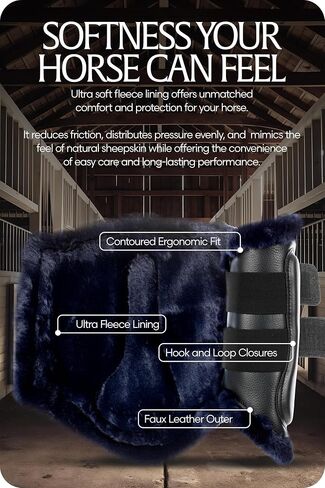 Equinavia Vali Ultra Fleece Brushing Boots | Faux Leather Outer | Luxurious Ultra Fleece Lining Splint Boots in Kuwait