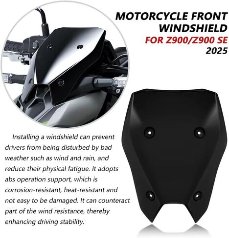 ملحقات جديدة لـ Z900 Z 900 SE z900 z900se 2025 حاجب السفر للزجاج الأمامي للدراجات النارية حاجب الرياح للزجاج الأمامي ذو الفقاعات المزدوجة (أسود) in Kuwait
