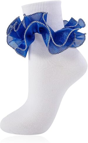 Women Big Ruffle Socks Adult Double Lace Turn Cuff Fluffy Frilly Ankle Dress Socks Cute Bobby Sock for Big Girls in Saudi Arabia