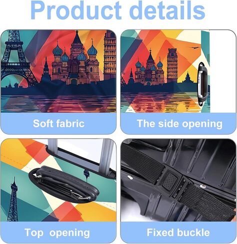 Luggage Cover Washable Suitcase Protector Anti-Scratch,Stretchable Fit for 20-34Inch Luggage Durable Travel Bag Cover with Zipper Closure (Travel-1, S(fits 20-22inch suitcase)) in Kuwait