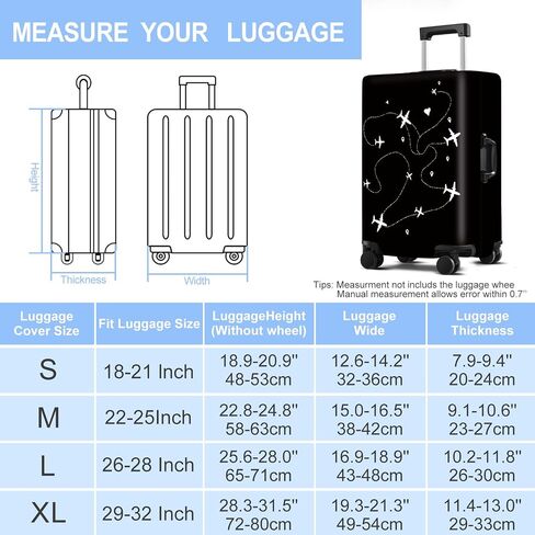 Luggage Cover Washable Suitcase Protector Anti-Scratch,Stretchable Fit for 20-34Inch Luggage Durable Travel Bag Cover with Zipper Closure (Travel-1, S(fits 20-22inch suitcase)) in Kuwait