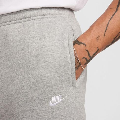 Nike Club Men's Fleece Bungee Pants (FZ0809-063, Dark Grey Heather/Light Smoke Grey/White) in Saudi Arabia