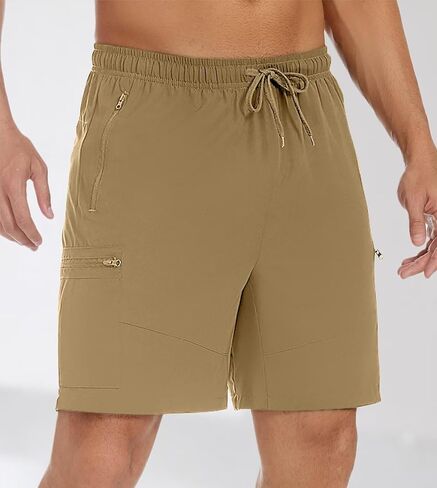 Mens Casual Shorts Elastic Waist Drawstring Summer Shorts Classic Fit Walking Hiking with Pockets in Saudi Arabia