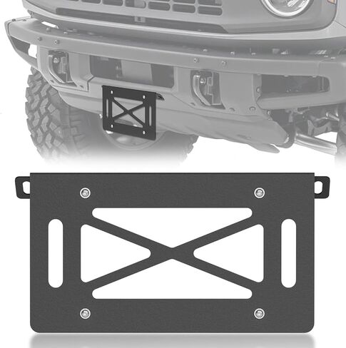 for Ford Bronco Front License Plate Frame Compatible with 2021 2022 2023 2024 2025 Ford Bronco 2/4 Doors, Heavy Duty Carbon Steel Licence Bracket Holder Mount Relocation Mounting in Saudi Arabia