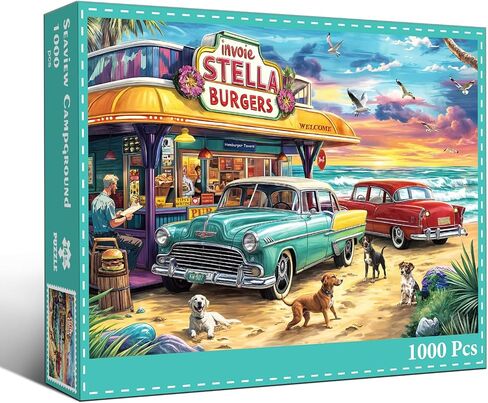 Jigsaw Puzzles for Adults 1000 Pieces, Interlock Perfectly Letter on Back No Dust, Home Decor Birthday Party Gift Toy for Men Women Elders Seniors, 1:1 Poster (Romantic Beach) in Kuwait