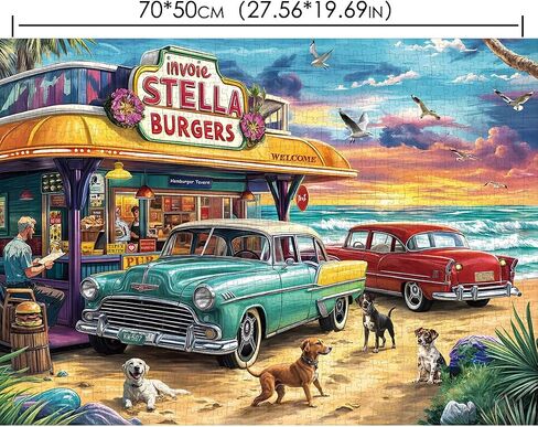 Jigsaw Puzzles for Adults 1000 Pieces, Interlock Perfectly Letter on Back No Dust, Home Decor Birthday Party Gift Toy for Men Women Elders Seniors, 1:1 Poster (Romantic Beach) in Kuwait