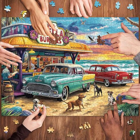 Jigsaw Puzzles for Adults 1000 Pieces, Interlock Perfectly Letter on Back No Dust, Home Decor Birthday Party Gift Toy for Men Women Elders Seniors, 1:1 Poster (Romantic Beach) in Kuwait