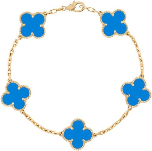 Clover Bracelets for Women 18k Gold Plated 4 Leaf Clover Bracelet Gold Silver blue Black White Red Cute Lucky lovely Bracelets Jewelry Gifts Trendy for Women in Saudi Arabia