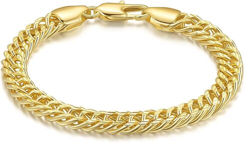 أساور الذهب 14K للنساء والرجال أساور للرجال الكوبية الارتباط 14K سلسلة ذهبية سوار للنساء العصرية 7in in Kuwait