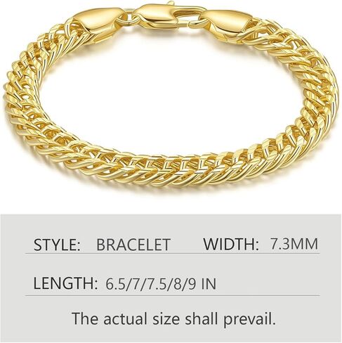 أساور الذهب 14K للنساء والرجال أساور للرجال الكوبية الارتباط 14K سلسلة ذهبية سوار للنساء العصرية 7in in Kuwait