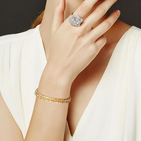 أساور الذهب 14K للنساء والرجال أساور للرجال الكوبية الارتباط 14K سلسلة ذهبية سوار للنساء العصرية 7in in Kuwait