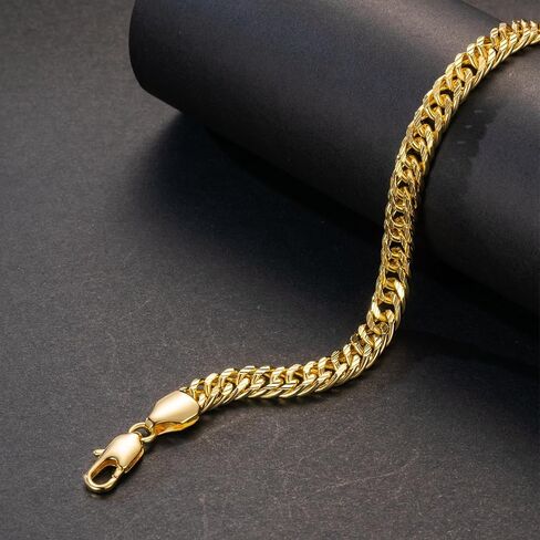 أساور الذهب 14K للنساء والرجال أساور للرجال الكوبية الارتباط 14K سلسلة ذهبية سوار للنساء العصرية 7in in Kuwait