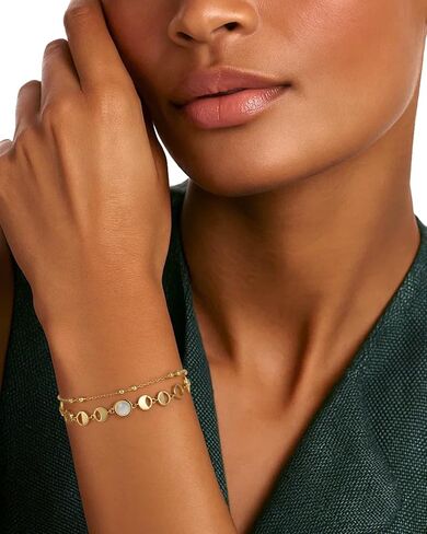 Moonstone Moon Phase Link Bracelet for Women, 14K Gold Plated Celestial New Full Moon Lunar Charm Double Layered Chain Gift for Birthday Christmas Boho Spiritual Jewelry for Wife Girlfriend Daughter in Saudi Arabia