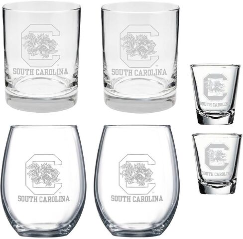 6 Piece Satin Glass Combo Set Includes 2 Wines (juice), 2 Rocks (old fashion) and 2 Shot Glasses (Michigan National Championship) in Saudi Arabia