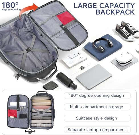 Vacuum Rolling Backpack,50L Roller Travel Laptop Backpack with Anti-Theft,rolling backpack for travel,Water-Resistant Carry-On Luggage,Business and Commuting (A) in Kuwait