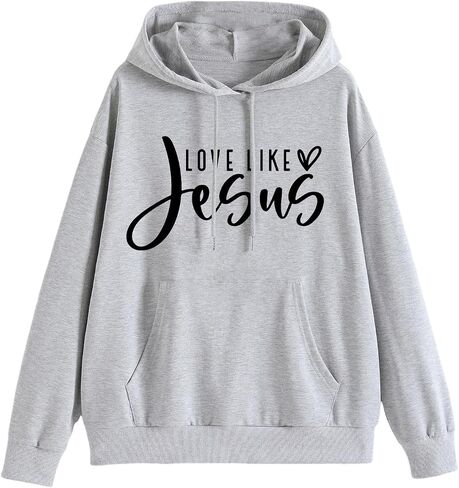 Christian Hoodies Love Like Jesus Hoodie Christian Sweatshirt Faith God Religious Oversized Pullover Top for Women in Saudi Arabia
