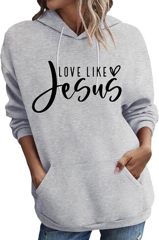 Christian Hoodies Love Like Jesus Hoodie Christian Sweatshirt Faith God Religious Oversized Pullover Top for Women in Saudi Arabia