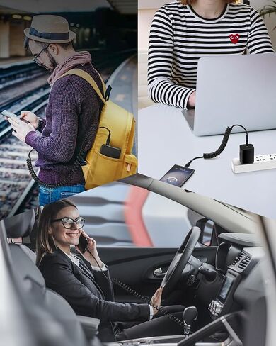 AILKIN 4FT Coiled USB C to USB C Cable, Retractable 2-Pack USB C Fast Charging Cable, Car Short Coiled Type C Cable for iPhone 16/16 Pro/15/15 Plus/15 Pro, Galaxy S24/S23/S22 and More Type C Devices in Kuwait