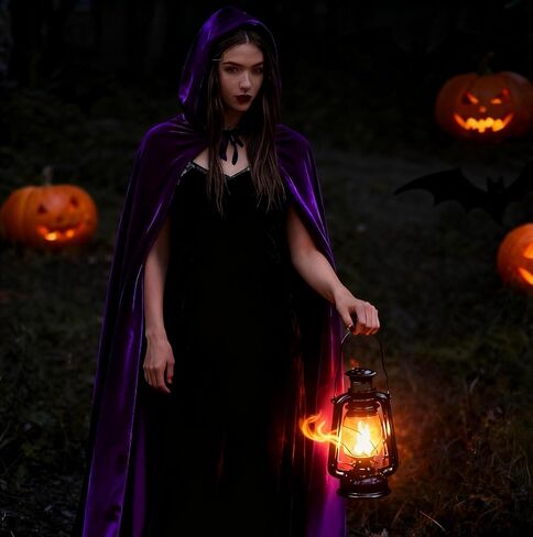 Women's Halloween Cosplay Costume, Purple Cloak with Red Gemstone Waist Belt, Classic Anime Cosplay Costume Prop Set in Saudi Arabia