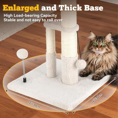 Dimaka Tall Cat Scratching Post, Double Lower Posts Extra Stable Cat Post Tree Scratcher with Sisal Rope and Teasing Balls, 4 Balls Total Large Base (Grey 26" in Kuwait