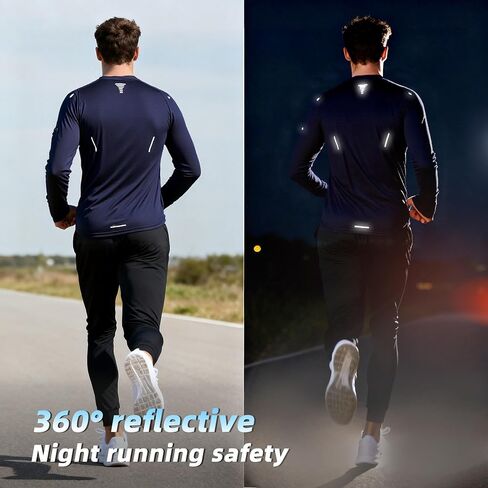 Men's Reflective Long Sleeve Running Shirt for Men, Watch & Thumb Hole - Quick Dry Athletic Top, Night Running, Hiking in Saudi Arabia