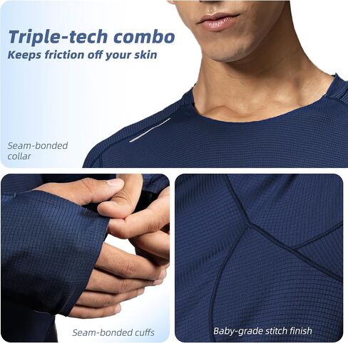 Men's Reflective Long Sleeve Running Shirt for Men, Watch & Thumb Hole - Quick Dry Athletic Top, Night Running, Hiking in Saudi Arabia