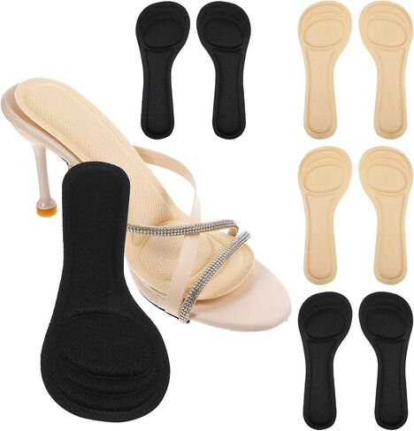 4 Pairs of Weight Shifting Insoles for High Heels, Sticky Support Shoe Inserts for Women Heels, Non-Slip Heel Inserts for Women for Sandals, Flat Shoes (Black, Skin Color) in Saudi Arabia