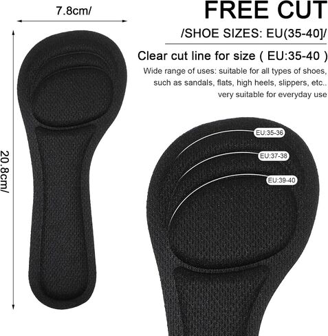 4 Pairs of Weight Shifting Insoles for High Heels, Sticky Support Shoe Inserts for Women Heels, Non-Slip Heel Inserts for Women for Sandals, Flat Shoes (Black, Skin Color) in Saudi Arabia