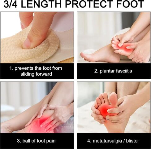 4 Pairs of Weight Shifting Insoles for High Heels, Sticky Support Shoe Inserts for Women Heels, Non-Slip Heel Inserts for Women for Sandals, Flat Shoes (Black, Skin Color) in Saudi Arabia