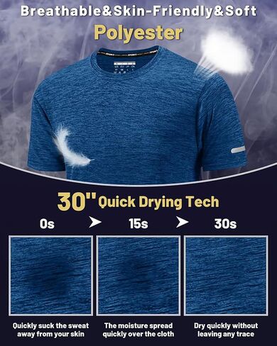 Men's Quick Dry T-Shirt Athletic Running Shirts Crewneck Gym Wokout Fitness Performance Tee Under Shirt in Saudi Arabia