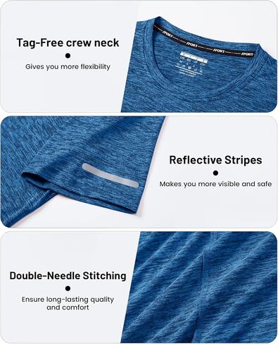 Men's Quick Dry T-Shirt Athletic Running Shirts Crewneck Gym Wokout Fitness Performance Tee Under Shirt in Saudi Arabia