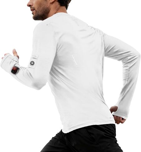 Men's Reflective Long Sleeve Running Shirt for Men, Watch & Thumb Hole - Quick Dry Athletic Top, Night Running, Hiking in Saudi Arabia