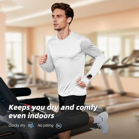 Men's Reflective Long Sleeve Running Shirt for Men, Watch & Thumb Hole - Quick Dry Athletic Top, Night Running, Hiking in Saudi Arabia
