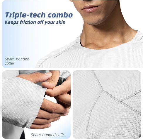 Men's Reflective Long Sleeve Running Shirt for Men, Watch & Thumb Hole - Quick Dry Athletic Top, Night Running, Hiking in Saudi Arabia