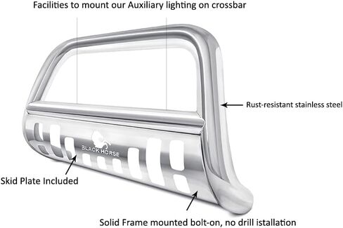 Black Horse Bull Bar Skid Plate Stainless Steel Compatible with 2013-2016 Ford Escape-BB048809-SP in Saudi Arabia