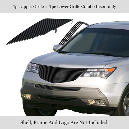 APS Compatible with Acura MDX 2007-2009 Main Upper Lower Bumper Black Billet Front Grill Grille Insert Combo S18-H61668H in Saudi Arabia