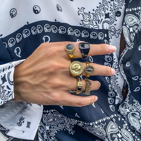 Vintage Silver Knuckle Rings Set for Men Women Adjustable Chunky Grunge Gothic Rings Stackable Punk Style Skull Cross Demon Wing Ring Set Gold Y2k Statement Ring Retro Hip Hop Biker Rock Halloween Jewelry in Saudi Arabia