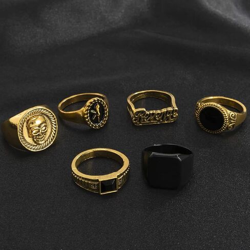 Vintage Silver Knuckle Rings Set for Men Women Adjustable Chunky Grunge Gothic Rings Stackable Punk Style Skull Cross Demon Wing Ring Set Gold Y2k Statement Ring Retro Hip Hop Biker Rock Halloween Jewelry in Saudi Arabia