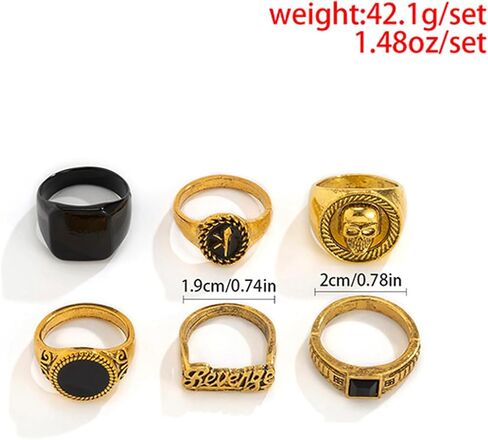 Vintage Silver Knuckle Rings Set for Men Women Adjustable Chunky Grunge Gothic Rings Stackable Punk Style Skull Cross Demon Wing Ring Set Gold Y2k Statement Ring Retro Hip Hop Biker Rock Halloween Jewelry in Saudi Arabia