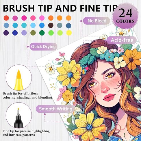Adult Coloring Book for Women Relaxation, Mindfulness Coloring Book with 24 Dual Tip Markers, Stress Relief Gifts for Women with 128 Patterns Include Tree Garden Zen Meditation Style (4 Pack) in Saudi Arabia