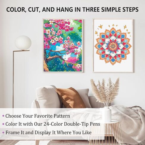 Adult Coloring Book for Women Relaxation, Mindfulness Coloring Book with 24 Dual Tip Markers, Stress Relief Gifts for Women with 128 Patterns Include Tree Garden Zen Meditation Style (4 Pack) in Saudi Arabia