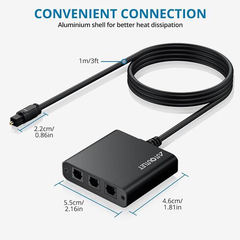 موزع ألياف بصرية 1 في 2 من AUTOUTLET، مقسم صوت بصري رقمي يدعم PCM2.0، DTS، Dolby-AC3، متوافق مع HDTV، PS4، Xbox وأنظمة المسرح المنزلي in Saudi Arabia