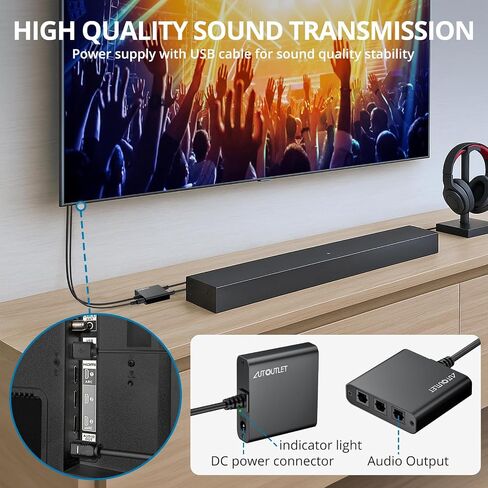 موزع ألياف بصرية 1 في 2 من AUTOUTLET، مقسم صوت بصري رقمي يدعم PCM2.0، DTS، Dolby-AC3، متوافق مع HDTV، PS4، Xbox وأنظمة المسرح المنزلي in Saudi Arabia