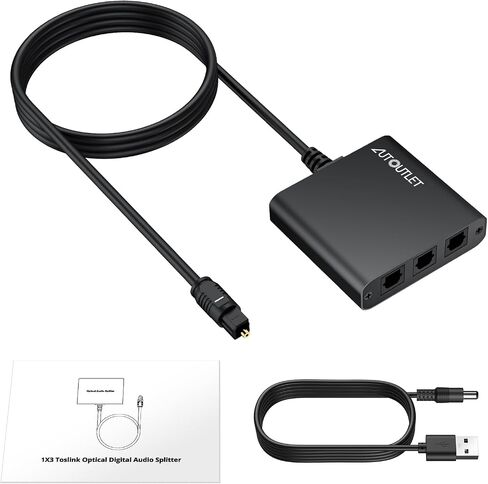 موزع ألياف بصرية 1 في 2 من AUTOUTLET، مقسم صوت بصري رقمي يدعم PCM2.0، DTS، Dolby-AC3، متوافق مع HDTV، PS4، Xbox وأنظمة المسرح المنزلي in Saudi Arabia